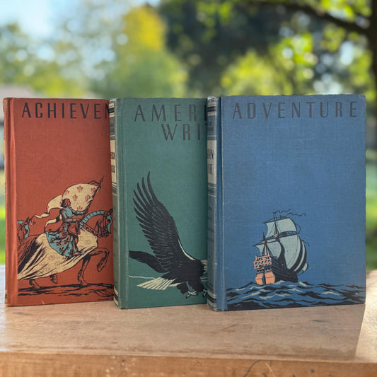 Mid Century Good Reading School Book Bundle: Achievement, Adventure, American Writers - Pretty Old Books