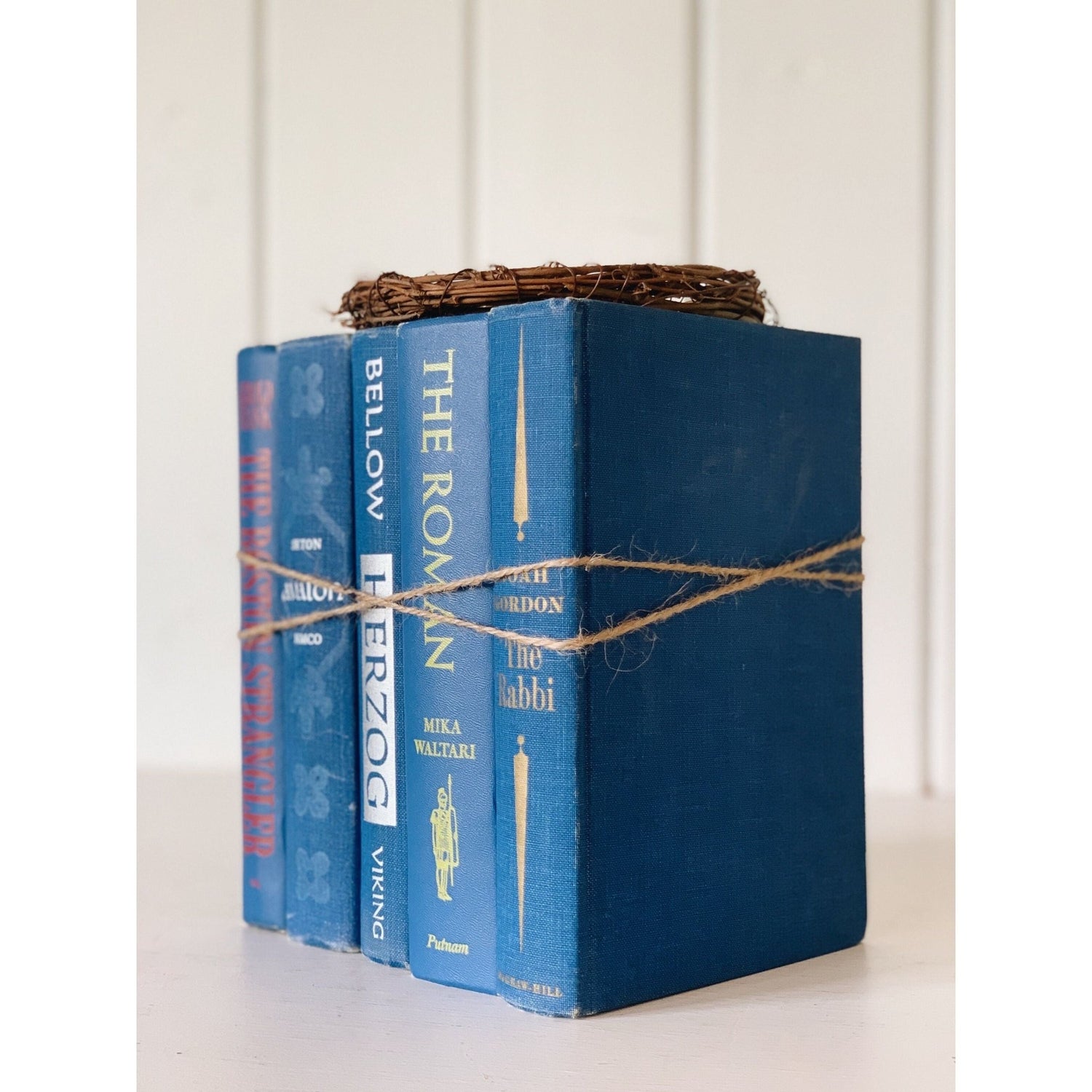 Mid Century Modern Vintage Blue Books for Decor, Vintage Book Set for Shelf Styling, 1960s - Pretty Old Books