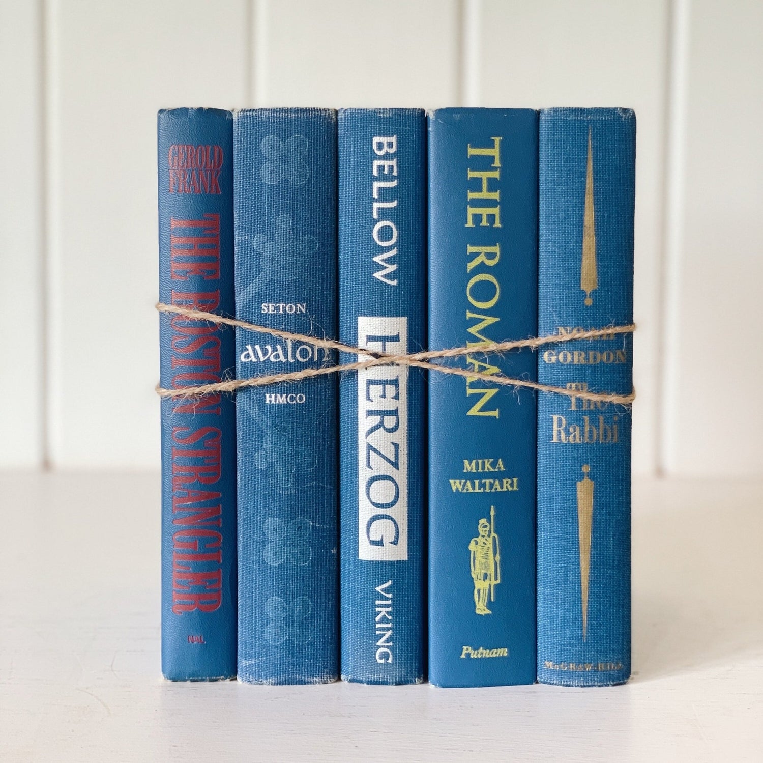 Mid Century Modern Vintage Blue Books for Decor, Vintage Book Set for Shelf Styling, 1960s - Pretty Old Books