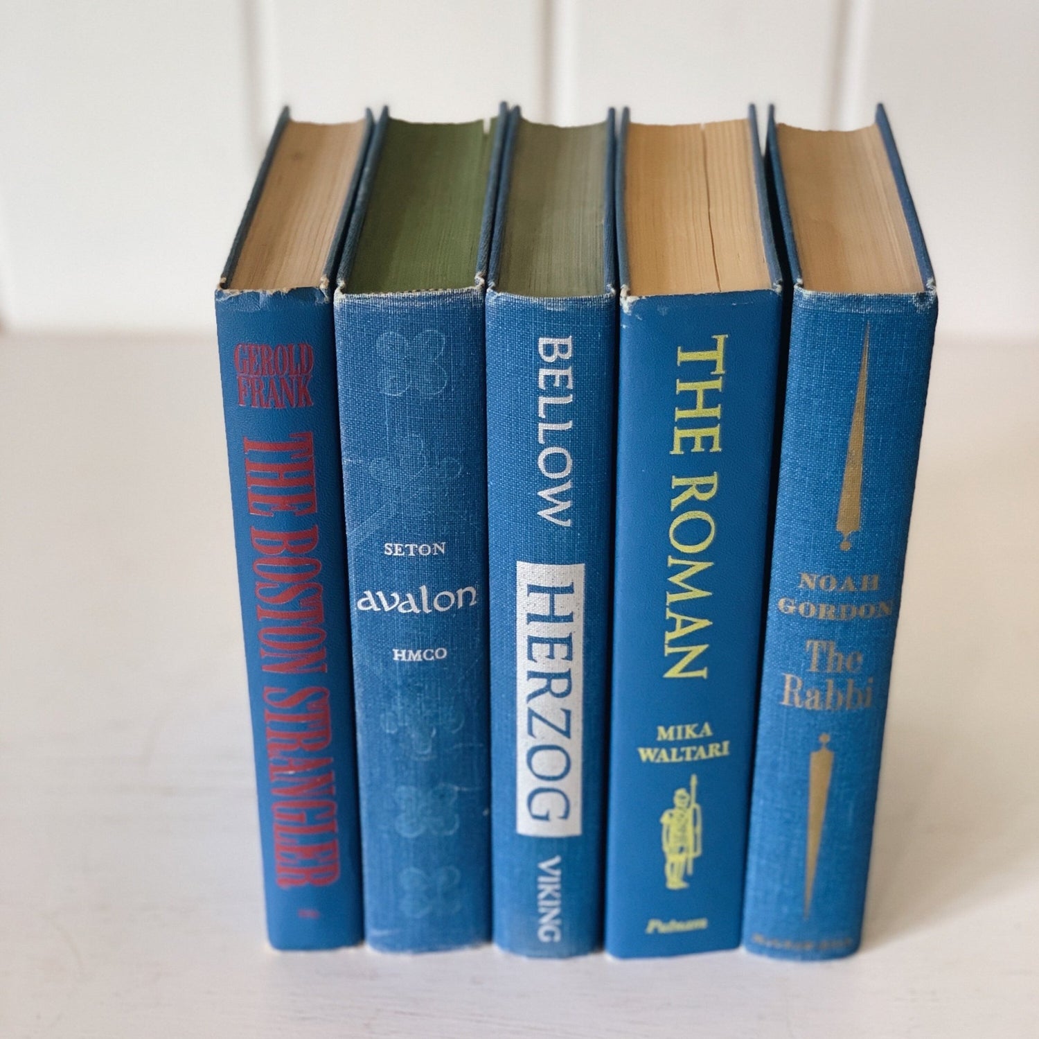 Mid Century Modern Vintage Blue Books for Decor, Vintage Book Set for Shelf Styling, 1960s - Pretty Old Books