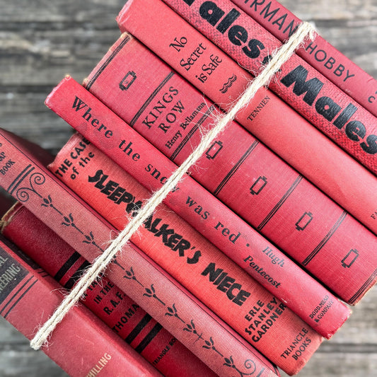 Mid-Century Red Black Book Collection for Shelf Styling - Pretty Old Books