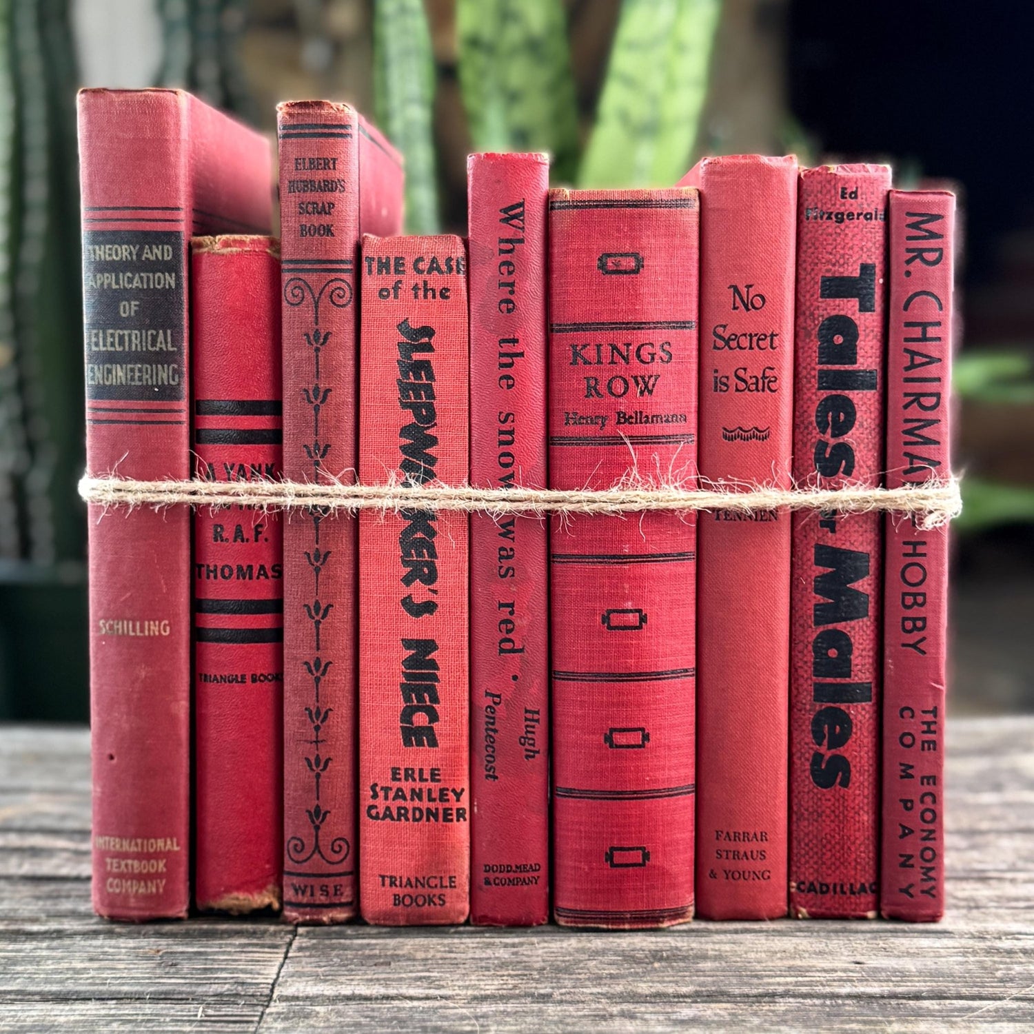 Mid-Century Red Black Book Collection for Shelf Styling - Pretty Old Books