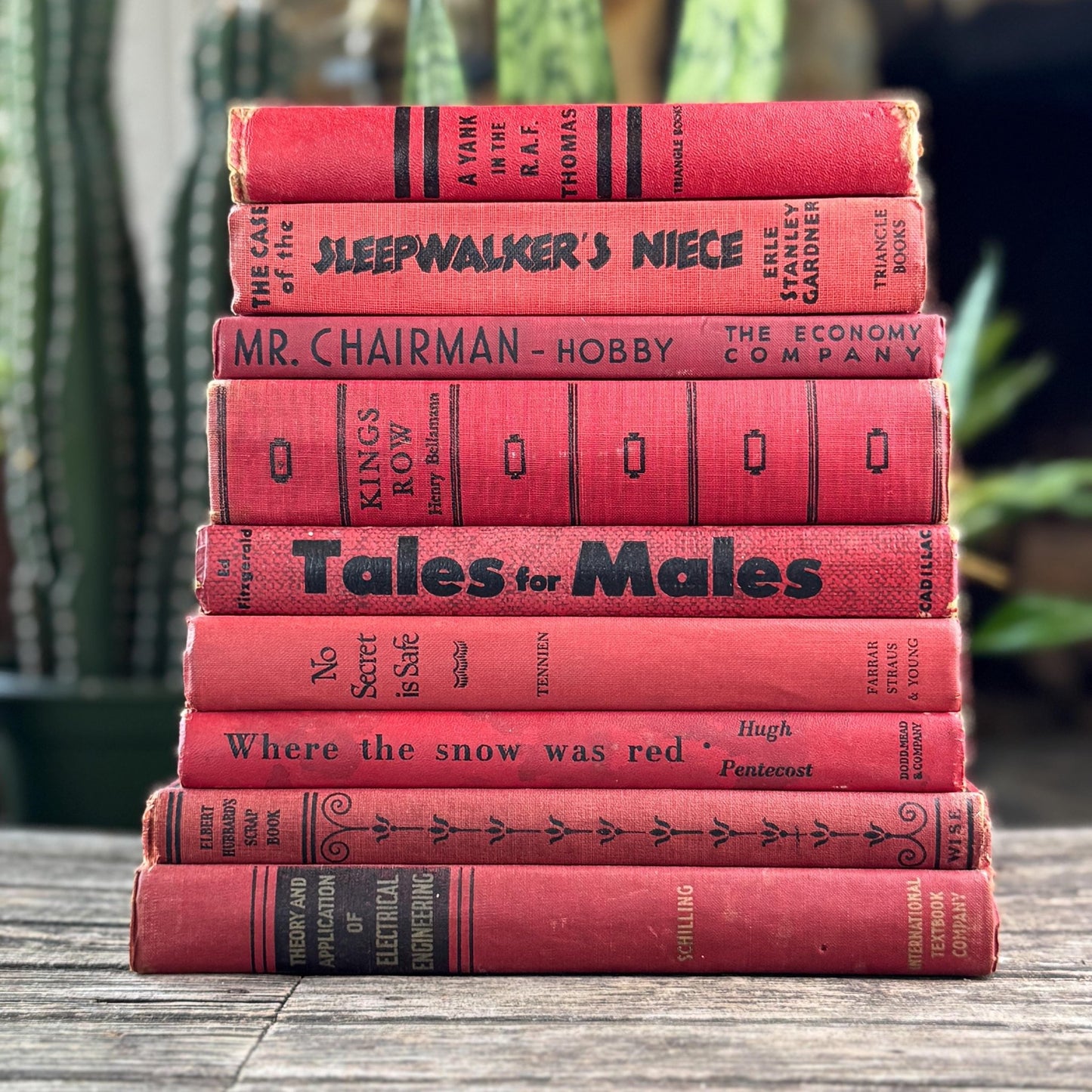 Mid-Century Red Black Book Collection for Shelf Styling - Pretty Old Books