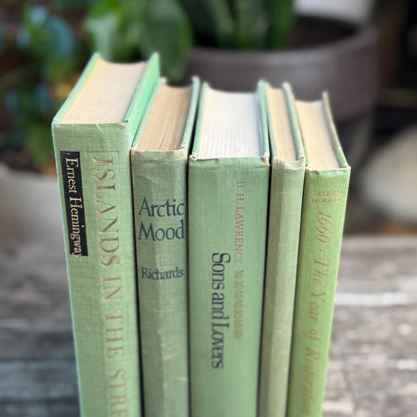Mint and Sage Green Decorative Books for Bookshelf Decor - Pretty Old Books