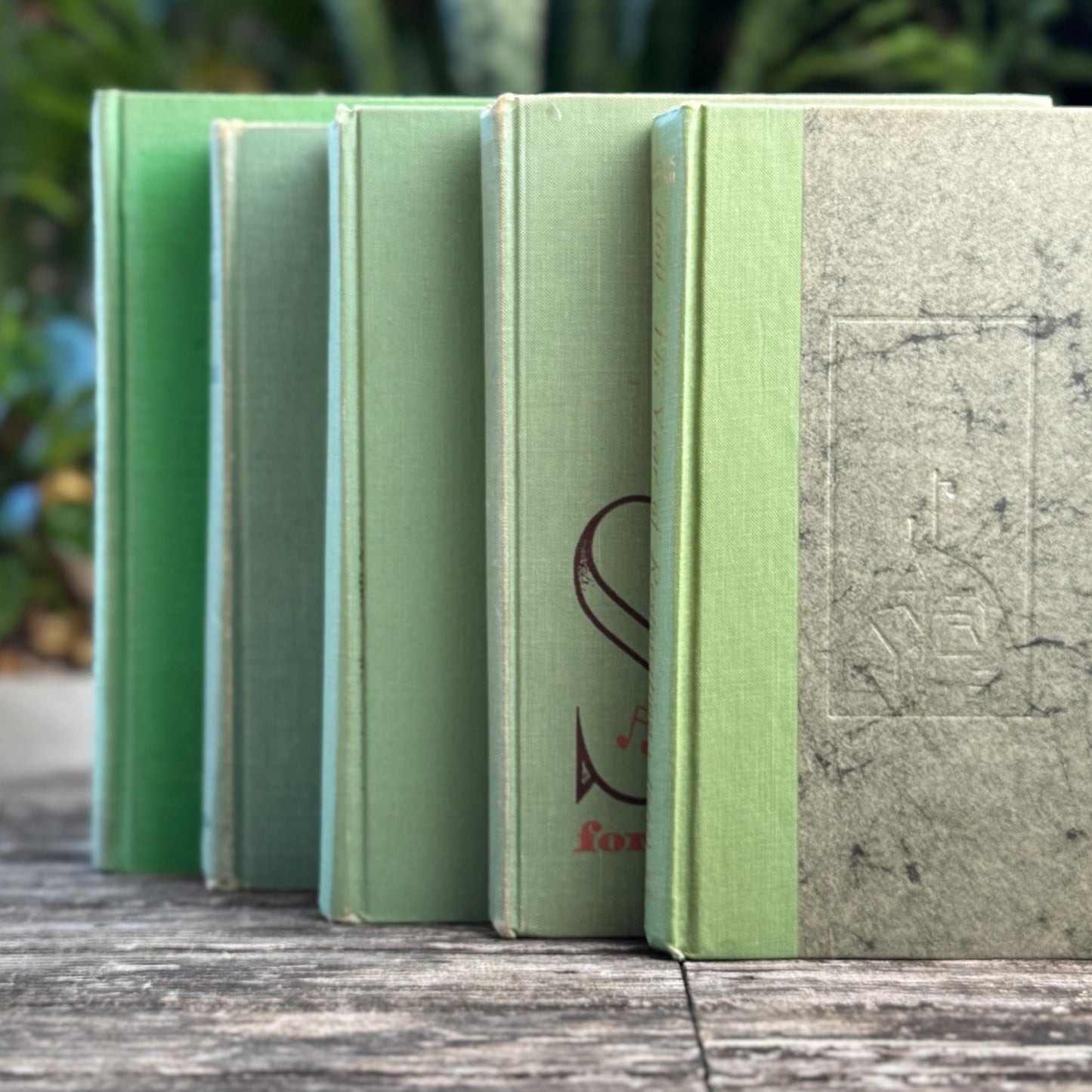 Mint and Sage Green Decorative Books for Bookshelf Decor - Pretty Old Books
