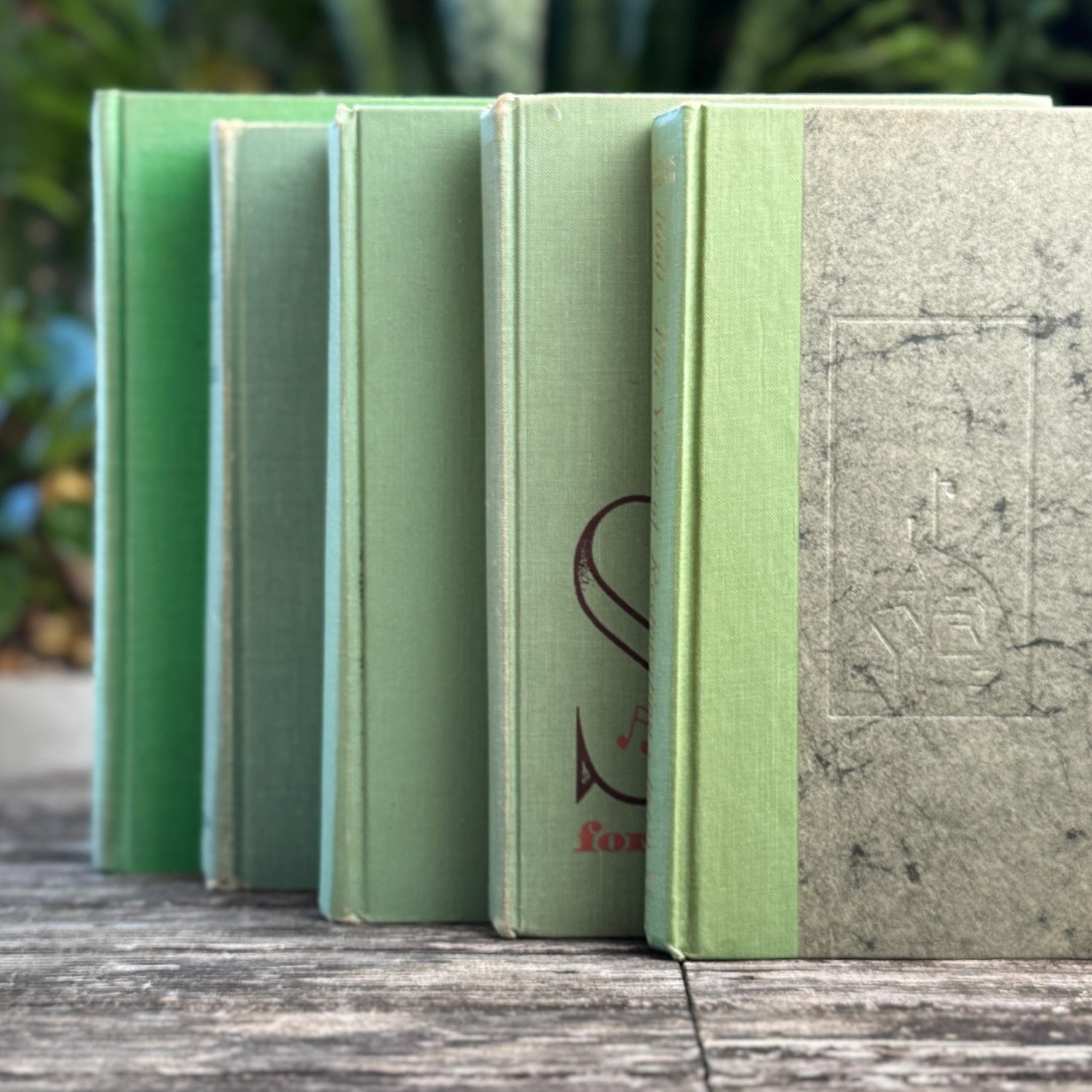 Mint and Sage Green Decorative Books for Bookshelf Decor - Pretty Old Books
