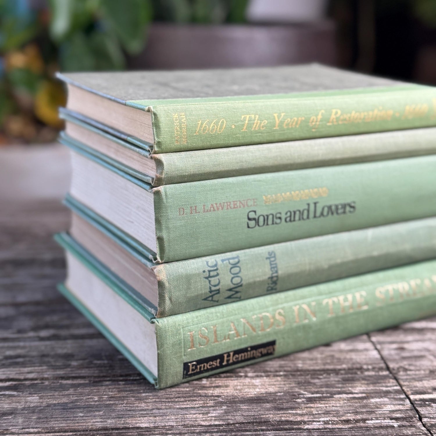 Mint and Sage Green Decorative Books for Bookshelf Decor - Pretty Old Books