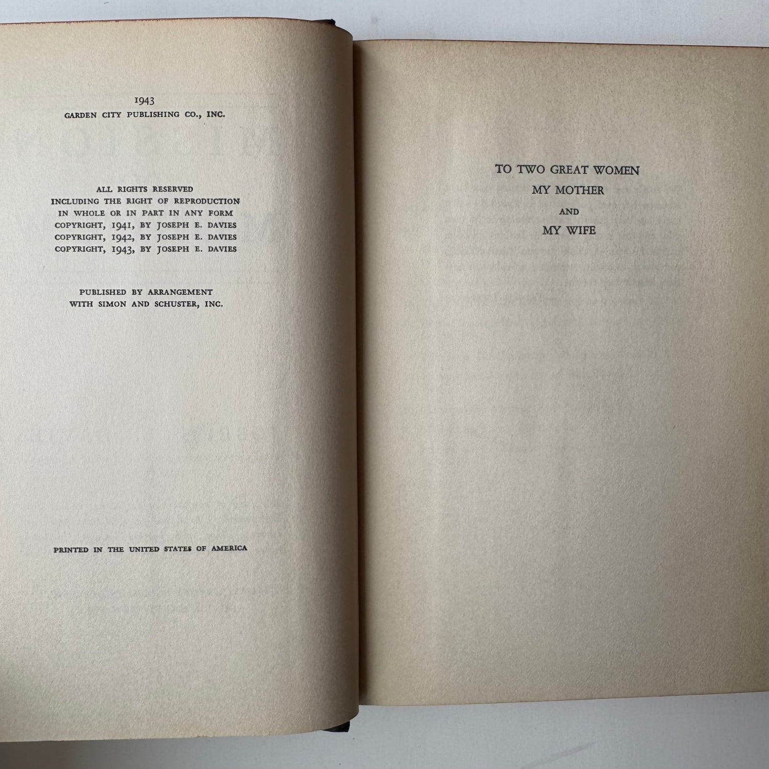 Mission To Moscow, Joseph E. Davies, Basic Books Hardcover Edition, 1943 - Pretty Old Books