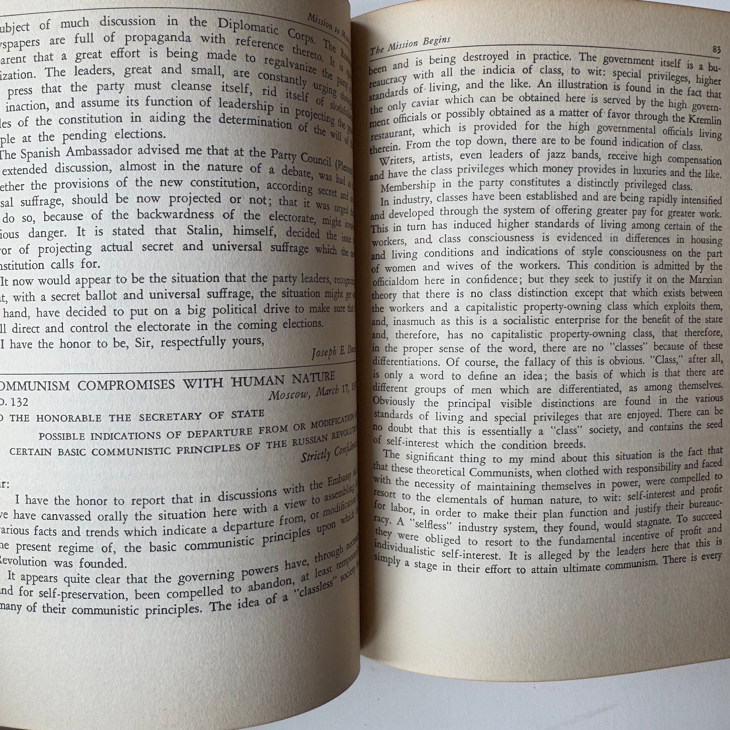 Mission To Moscow, Joseph E. Davies, Basic Books Hardcover Edition, 1943 - Pretty Old Books