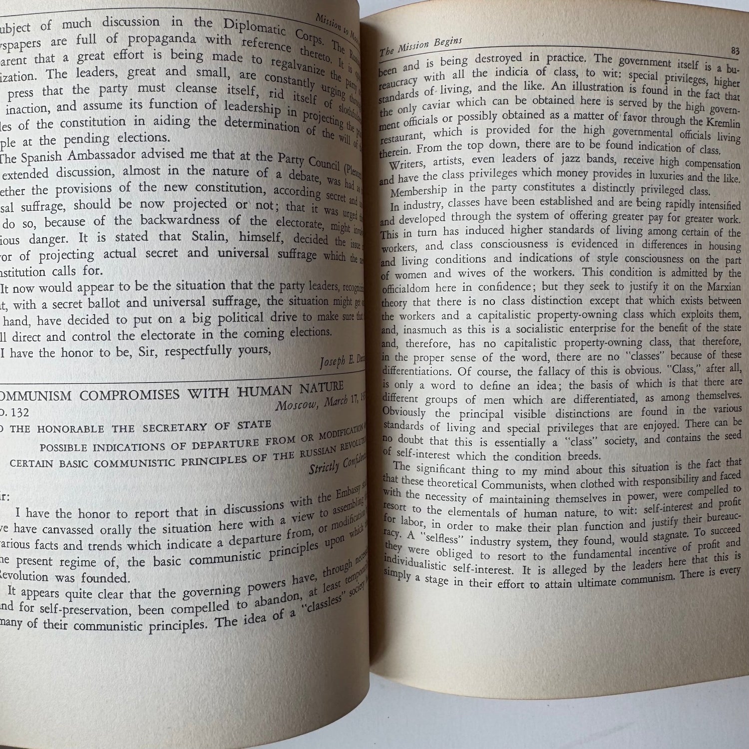 Mission To Moscow, Joseph E. Davies, Basic Books Hardcover Edition, 1943 - Pretty Old Books