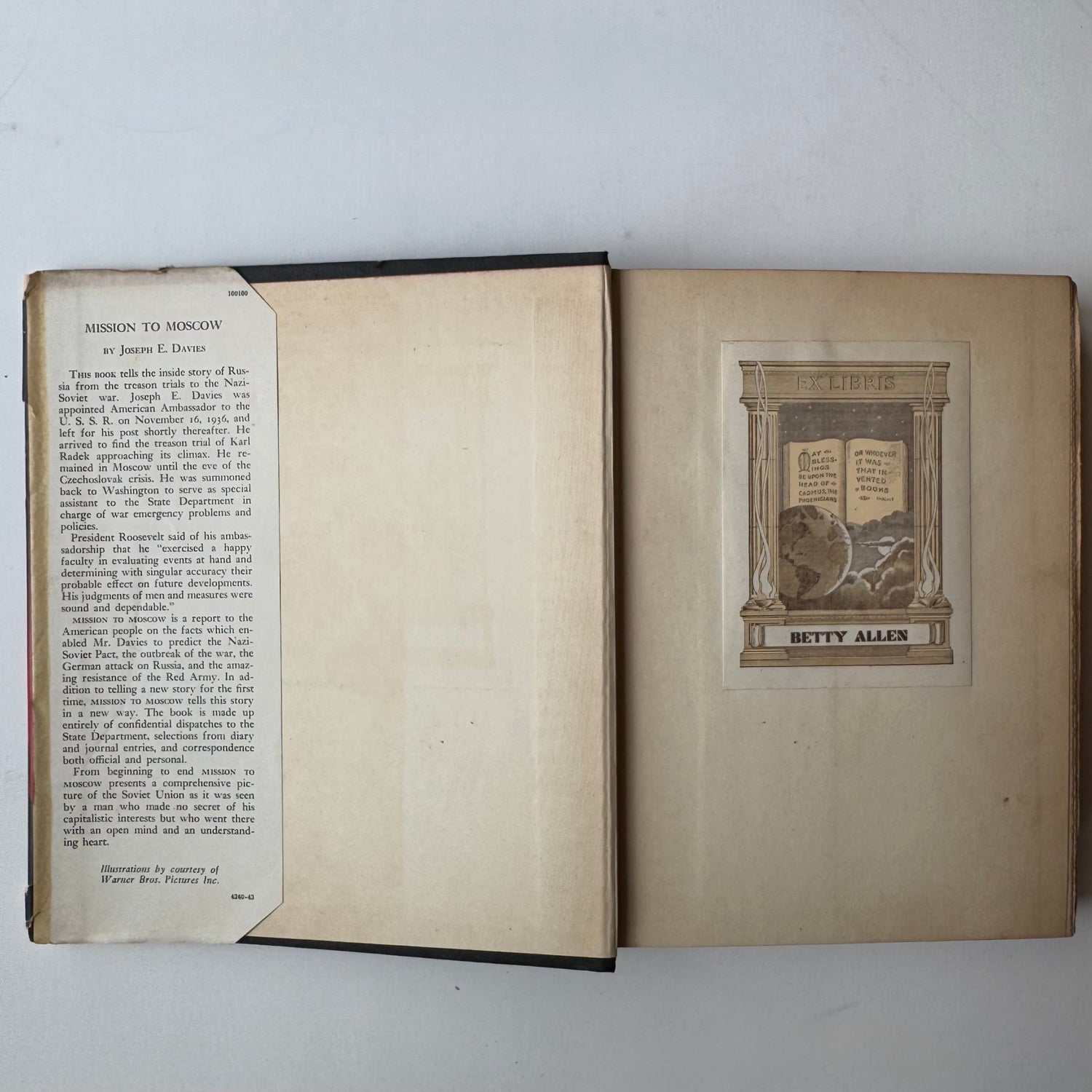 Mission To Moscow, Joseph E. Davies, Basic Books Hardcover Edition, 1943 - Pretty Old Books