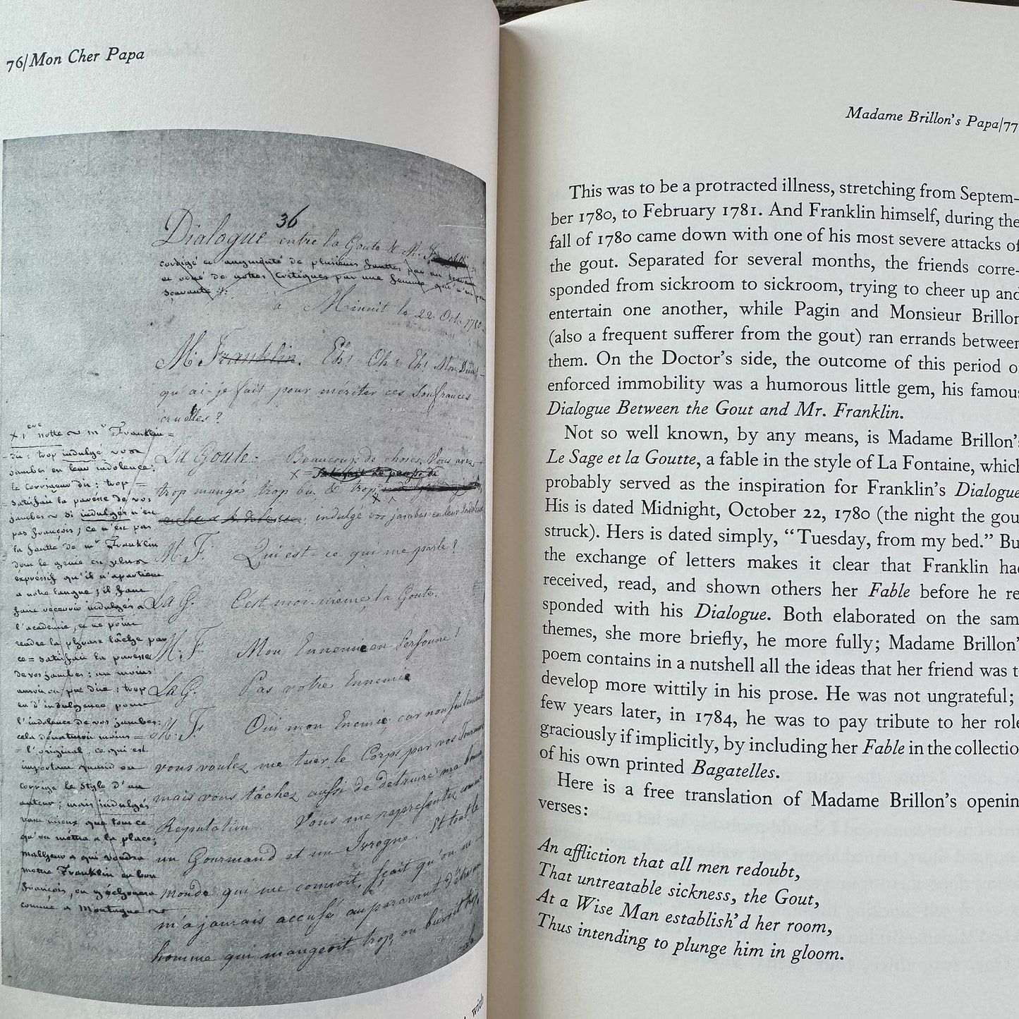 Mon Cher Papa: Franklin and the Ladies of Paris, Claude-Anne Lopez, 1966, Yale University Press - Pretty Old Books