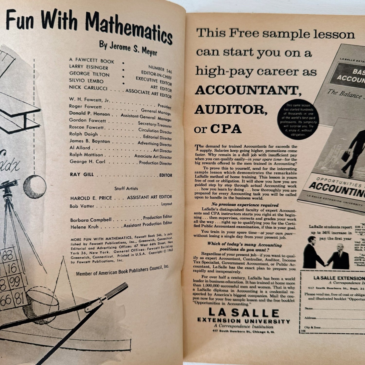 More Fun With Mathematics, 1963 Game and Puzzle Book, Jerome S. Meyer - Pretty Old Books
