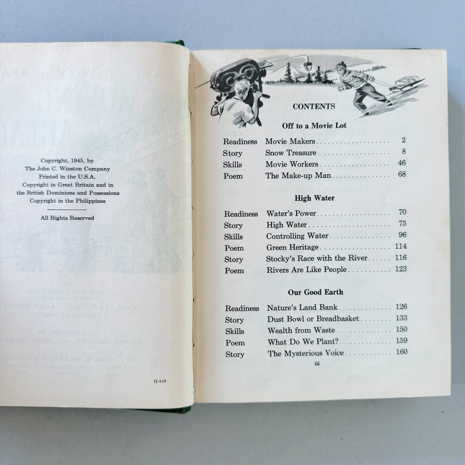 Moving Ahead, Vintage Mid - Century 1945 School Book, Easy Growth in Reading Series - Pretty Old Books