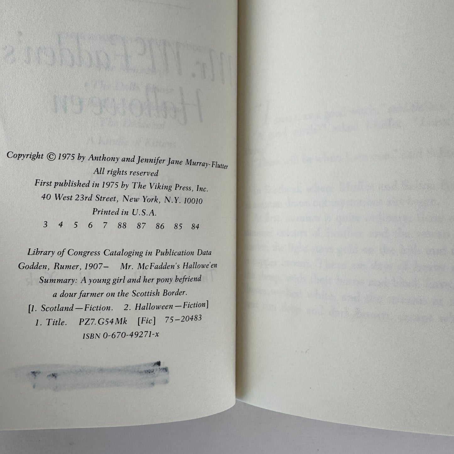 Mr. McFadden's Hallowe'en, Rumer Godden, 1975 Hardcover - Pretty Old Books