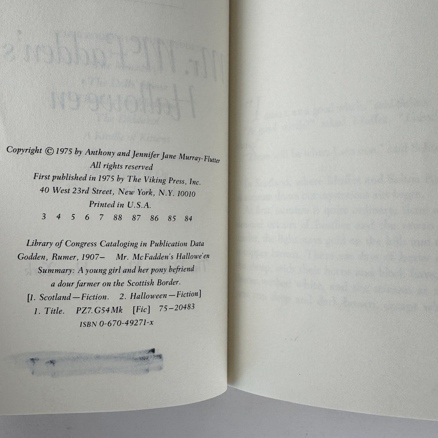 Mr. McFadden's Hallowe'en, Rumer Godden, 1975 Hardcover - Pretty Old Books