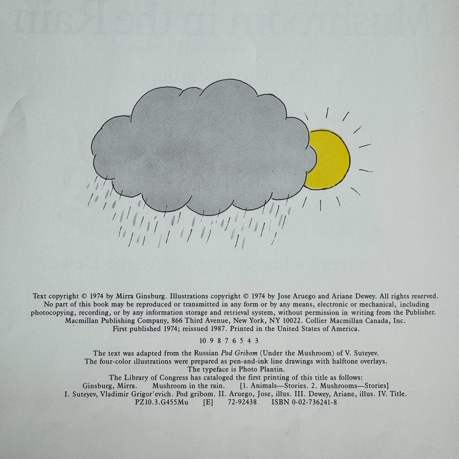 Mushroom in the Rain, Mirra Ginsburg, 1974 - Pretty Old Books