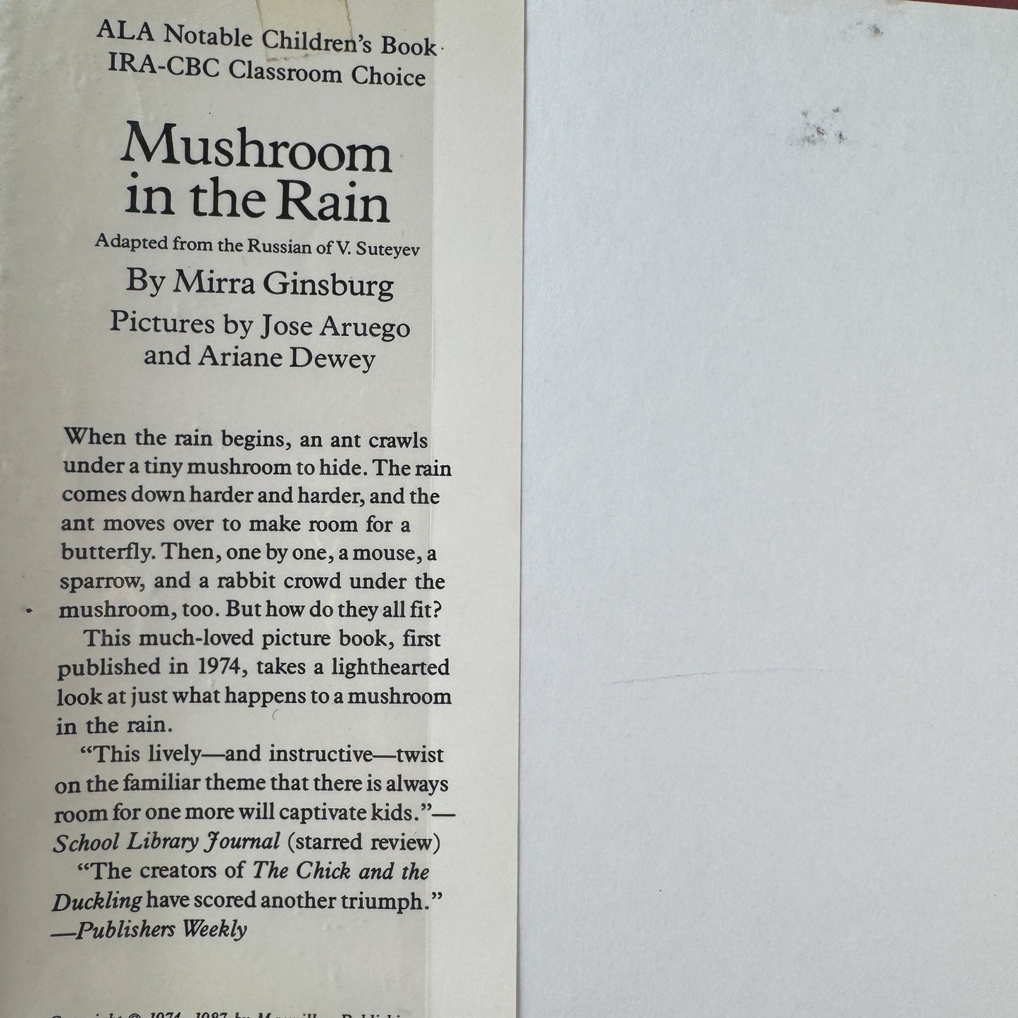 Mushroom in the Rain, Mirra Ginsburg, 1974 - Pretty Old Books