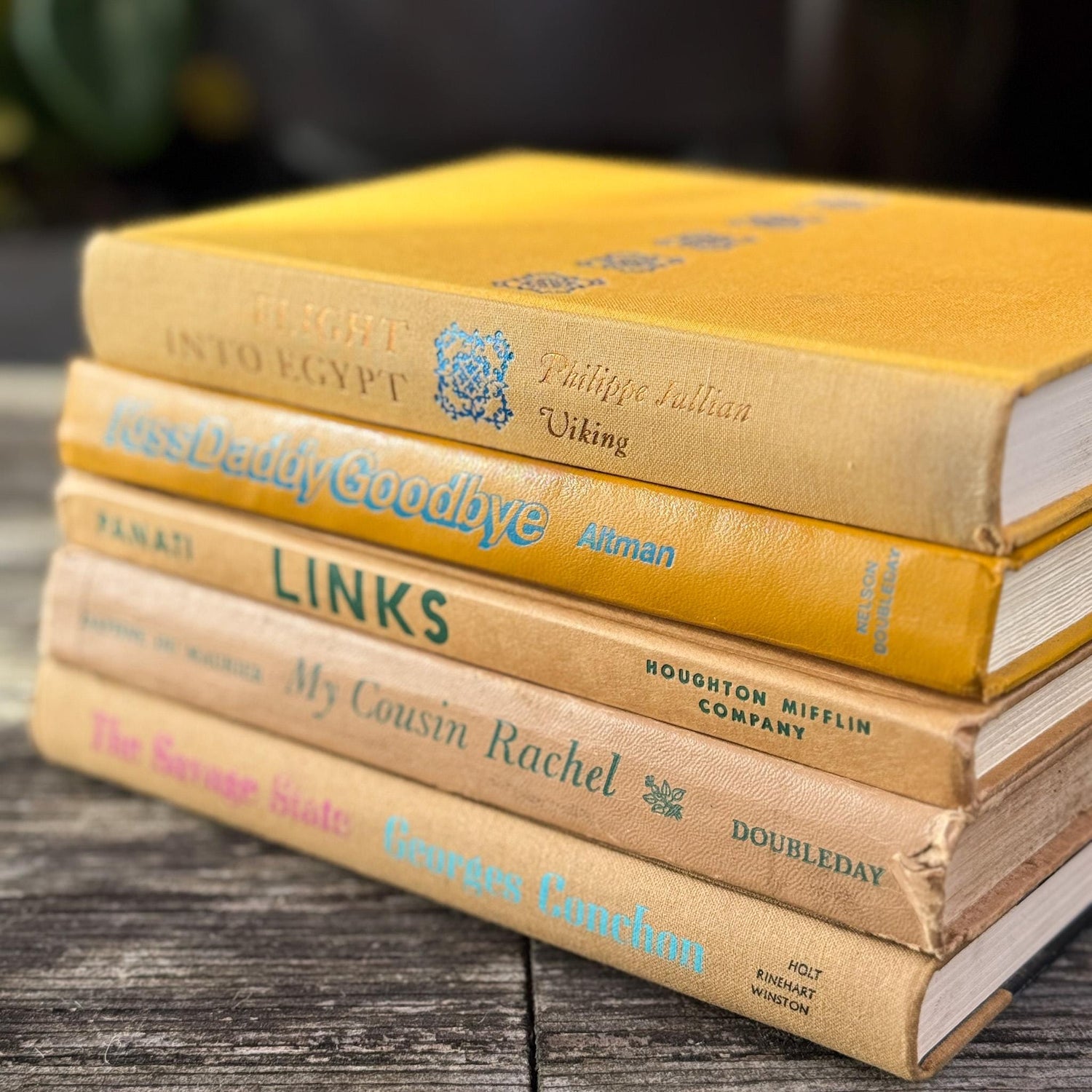 Mustard Yellow and Goldenrod Vintage Books for Display - Pretty Old Books