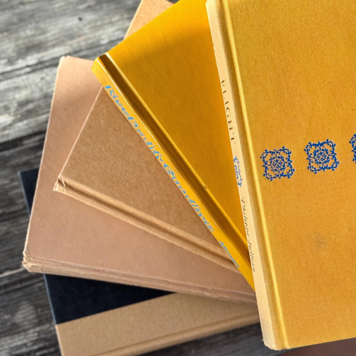 Mustard Yellow and Goldenrod Vintage Books for Display - Pretty Old Books