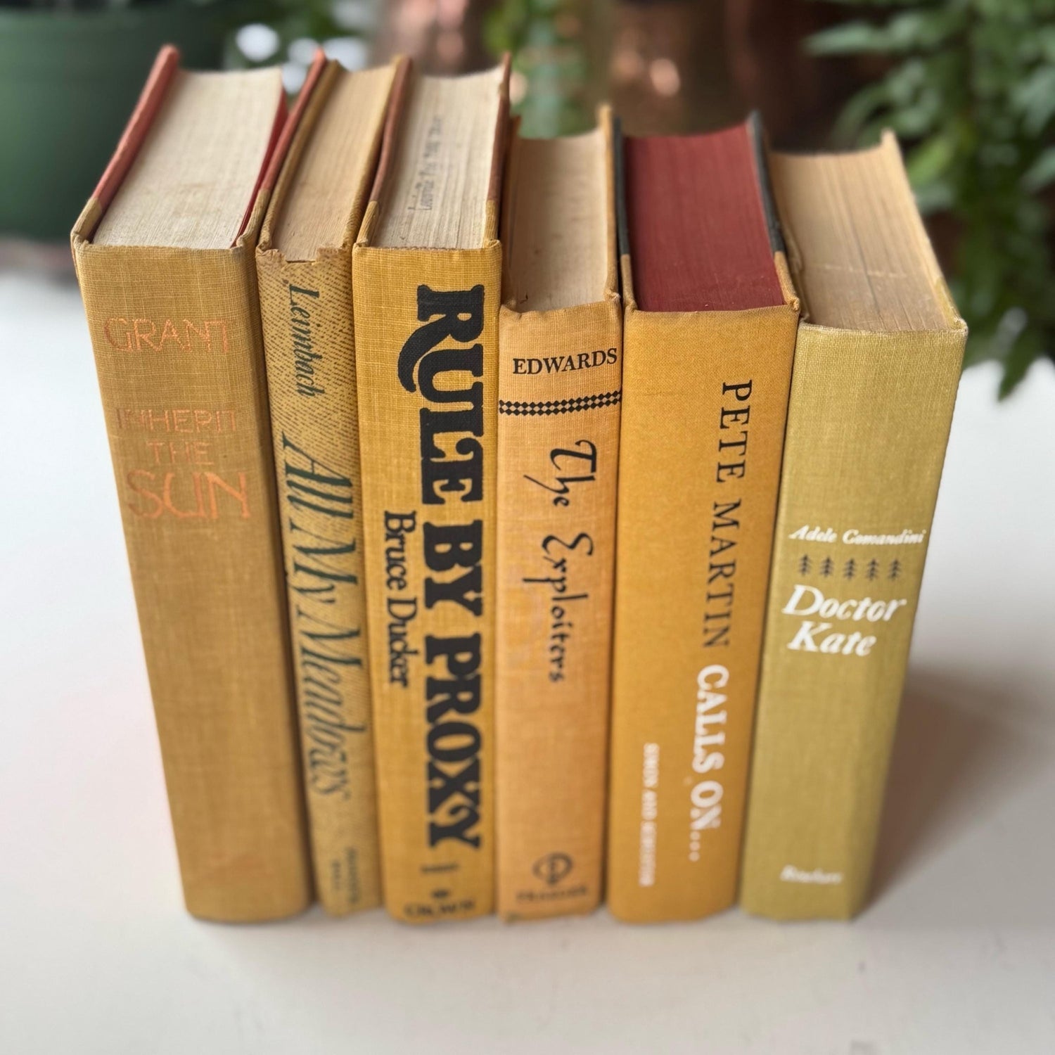 Mustard Yellow Vintage Books for Shelf Styling and Decor - Pretty Old Books