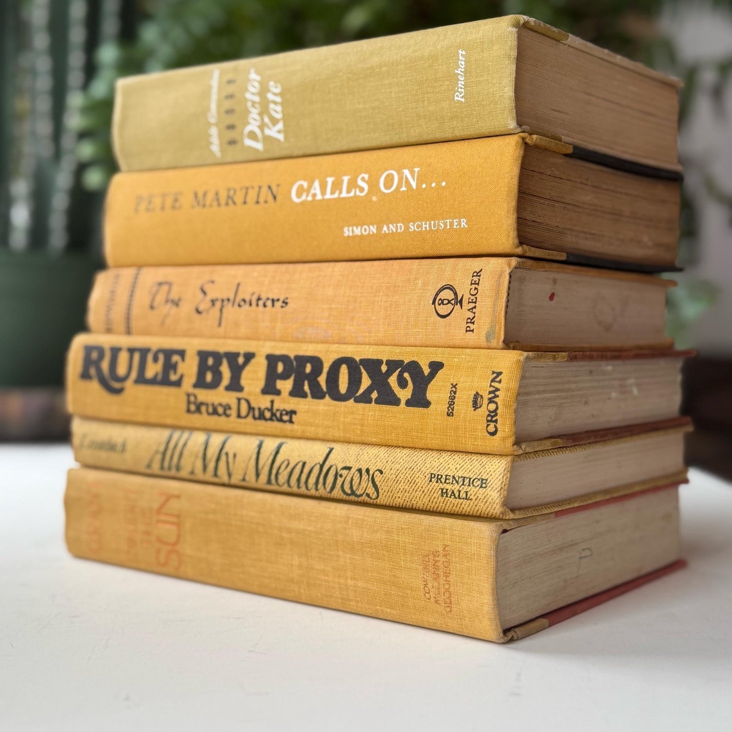 Mustard Yellow Vintage Books for Shelf Styling and Decor - Pretty Old Books