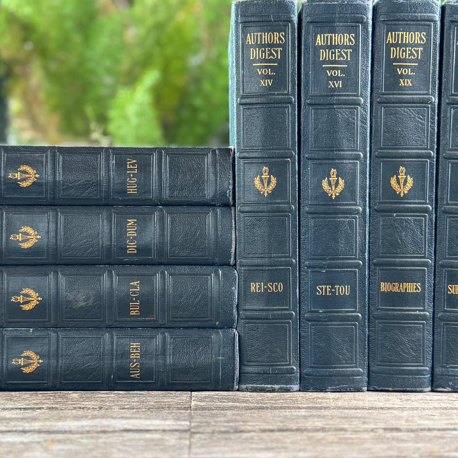 Navy Blue Embossed Antique Authors Digest Book Bundle - Pretty Old Books