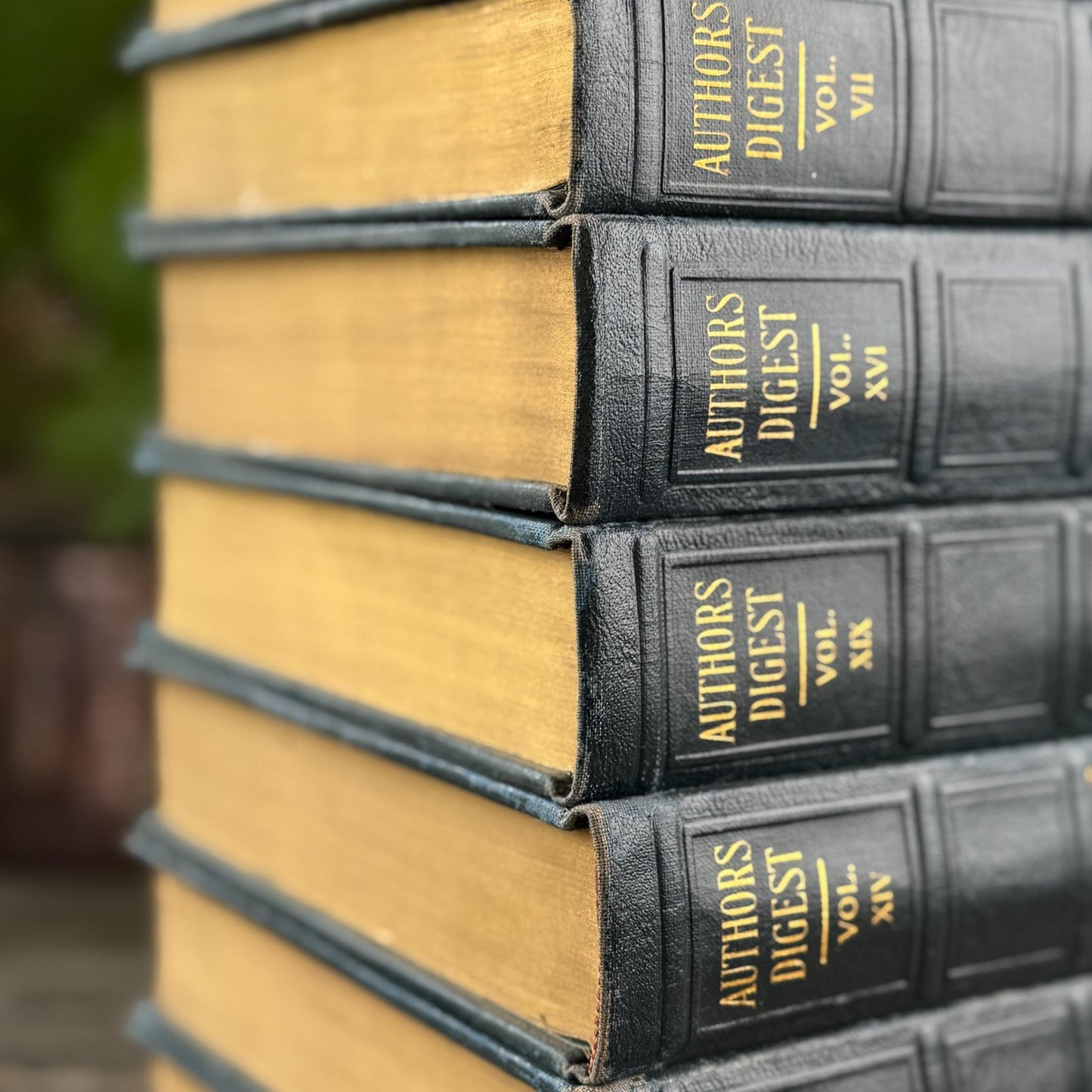 Navy Blue Embossed Antique Authors Digest Book Bundle - Pretty Old Books