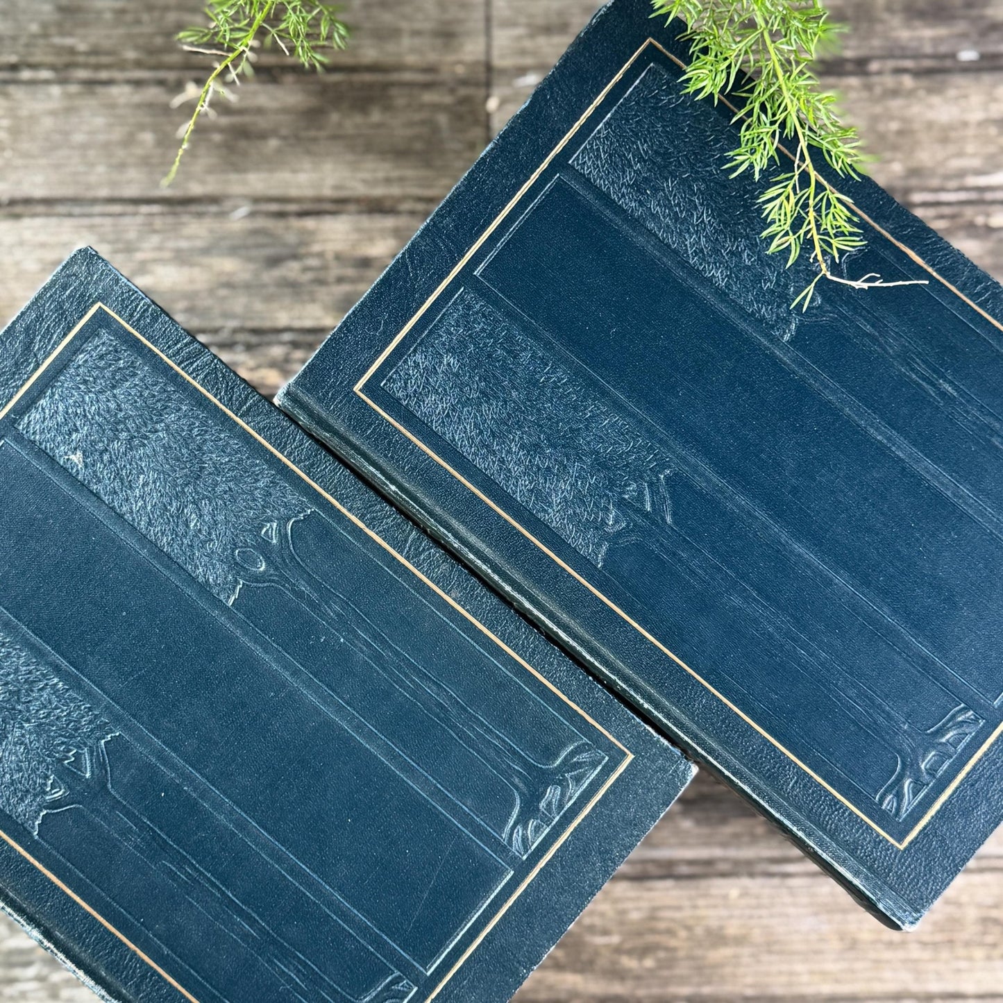 Navy Blue Embossed Antique Authors Digest Book Bundle - Pretty Old Books