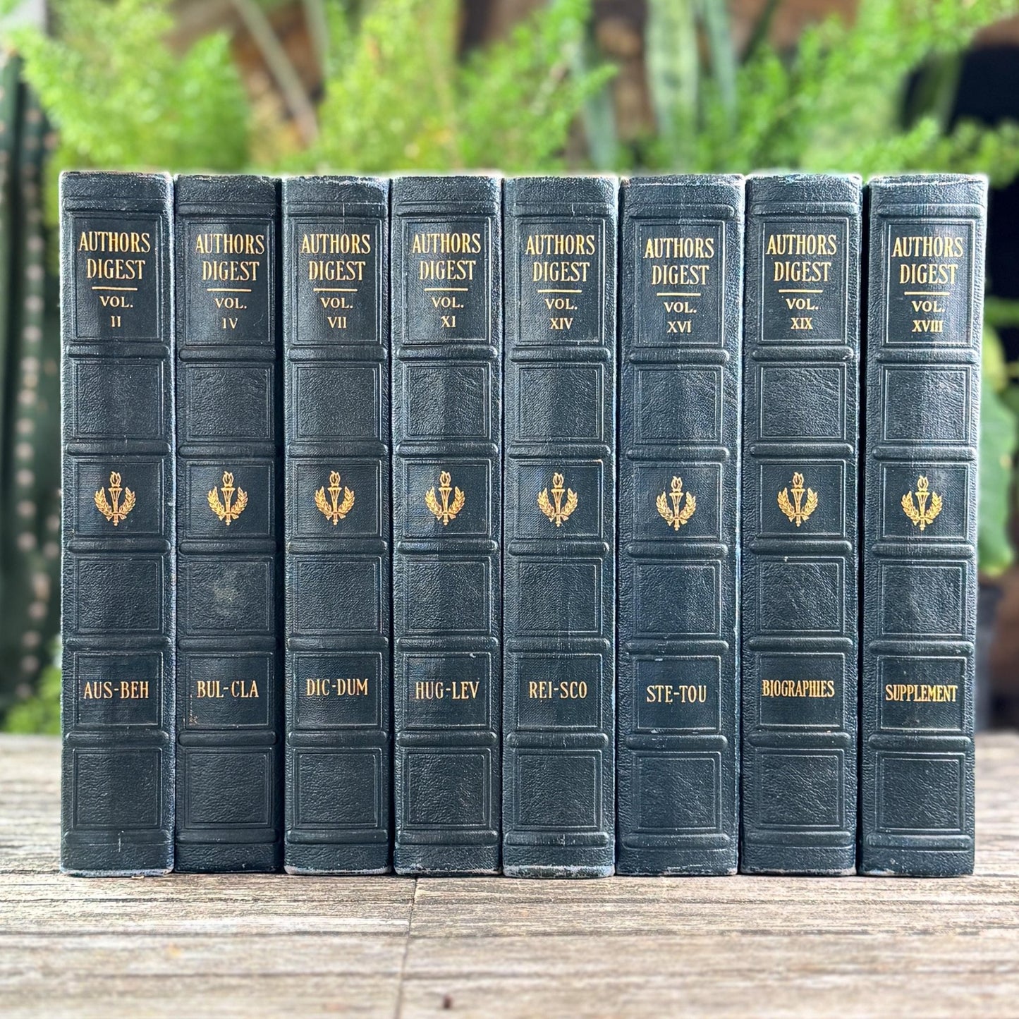 Navy Blue Embossed Antique Authors Digest Book Bundle - Pretty Old Books