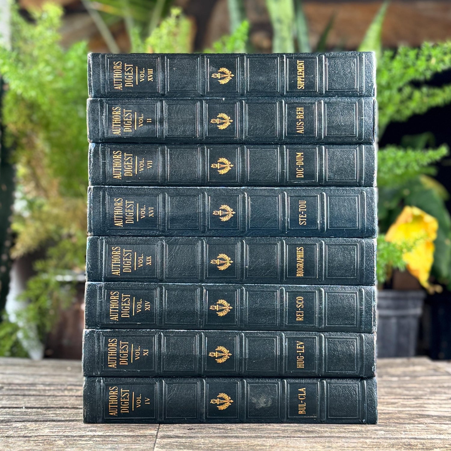Navy Blue Embossed Antique Authors Digest Book Bundle - Pretty Old Books