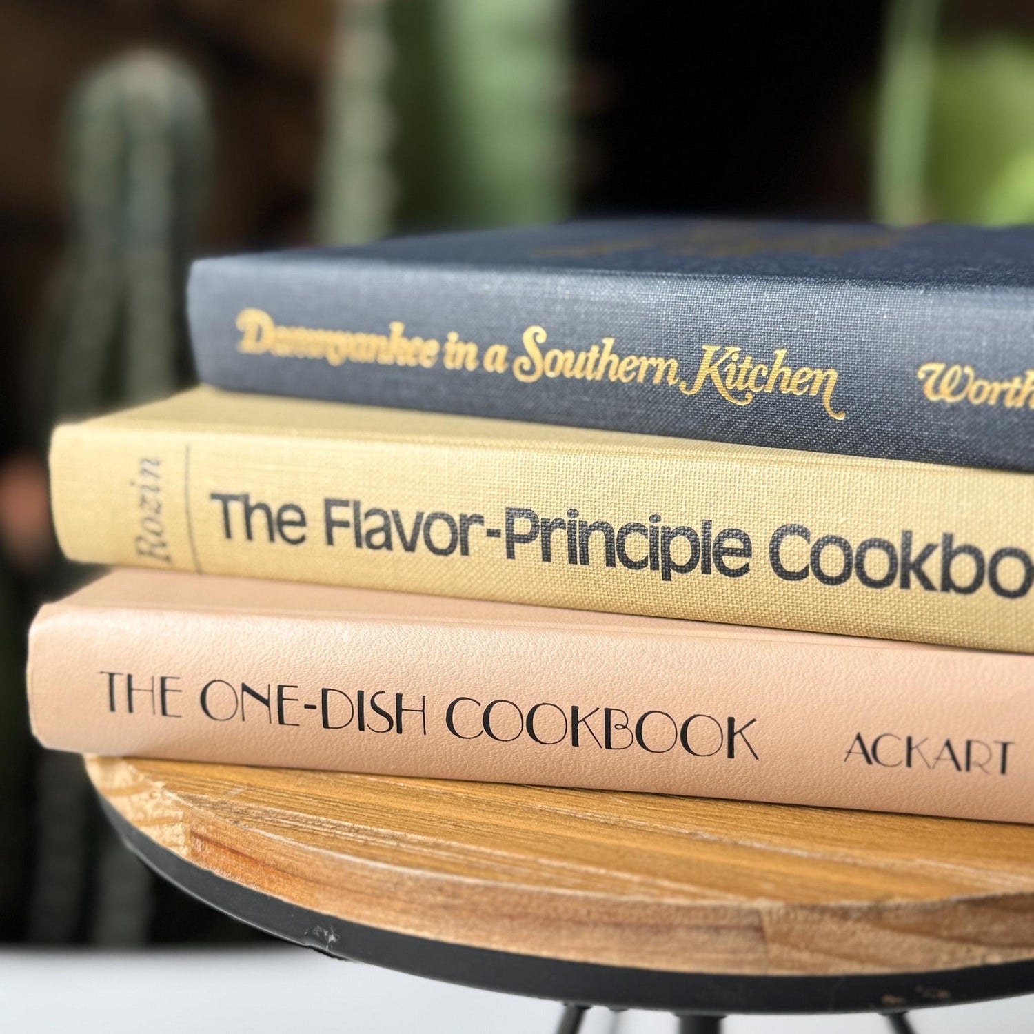 Neutral Vintage Cookbook Set for Kitchen Shelf Styling - Pretty Old Books