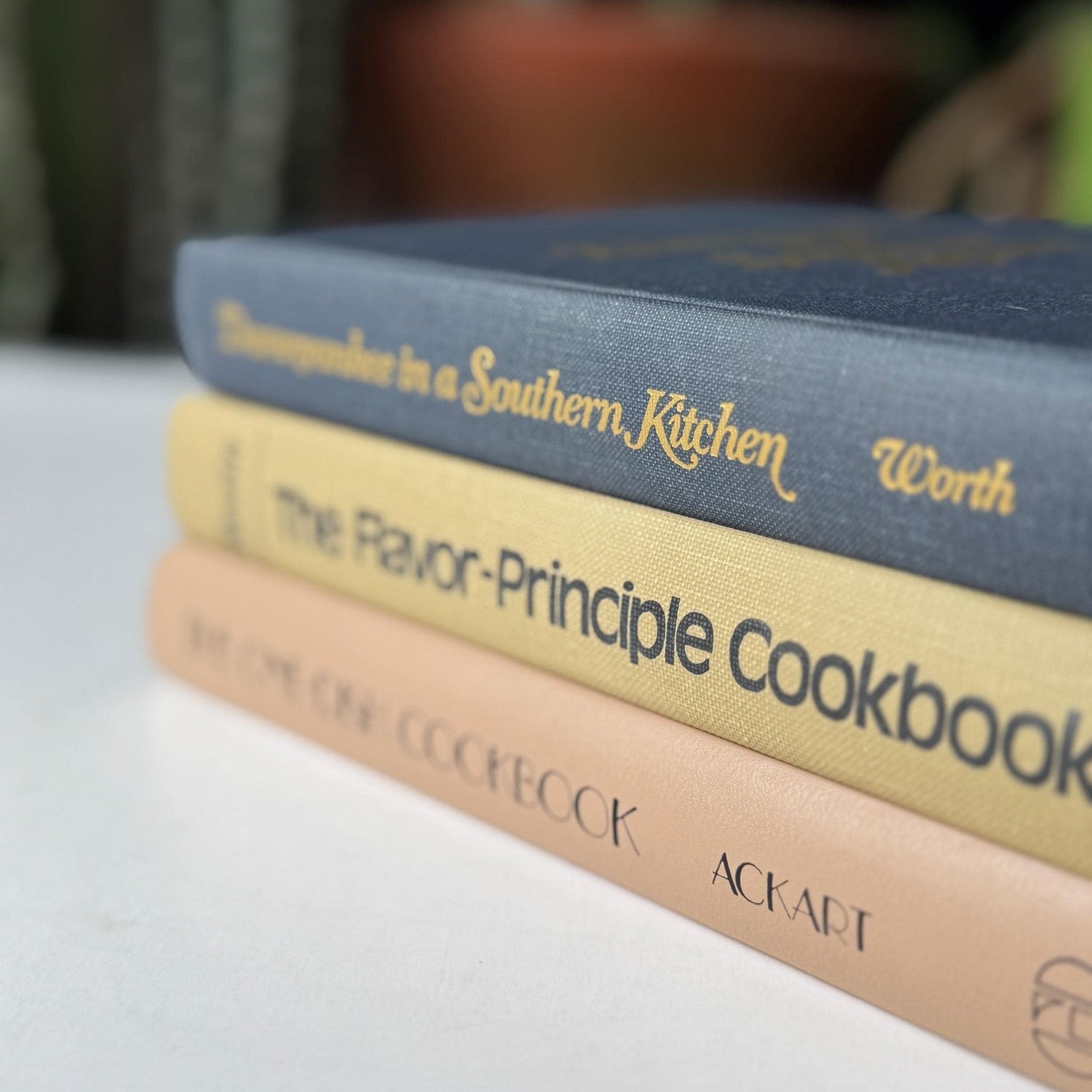 Neutral Vintage Cookbook Set for Kitchen Shelf Styling - Pretty Old Books