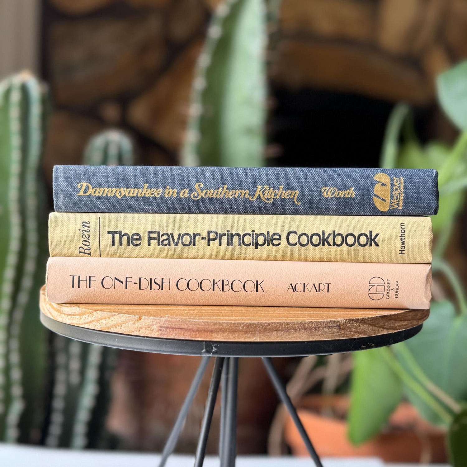 Neutral Vintage Cookbook Set for Kitchen Shelf Styling - Pretty Old Books