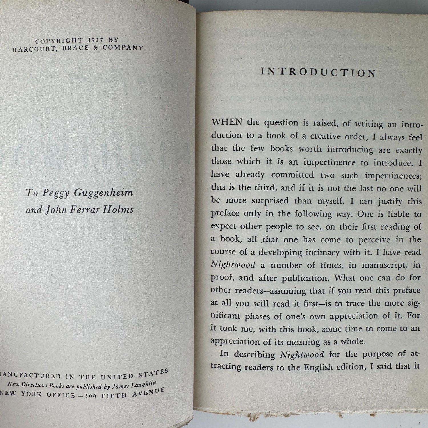 Nightwood, Djuna Barnes, 1937 Hardcover with TS Eliot Intro - Pretty Old Books