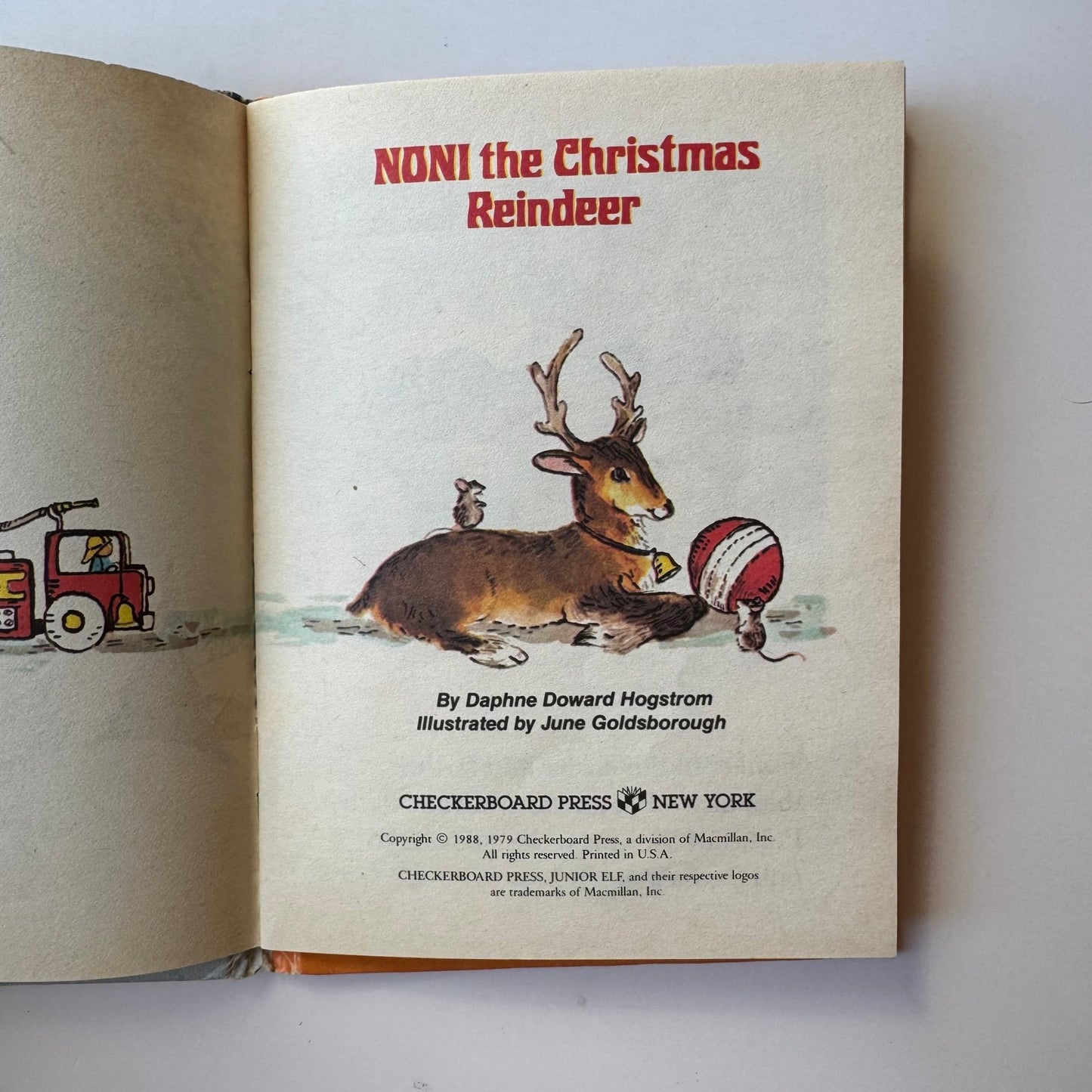 Noni the Christmas Reindeer, Checkerboard Press Junior Elf Book, Hardcover, 1979 - Pretty Old Books