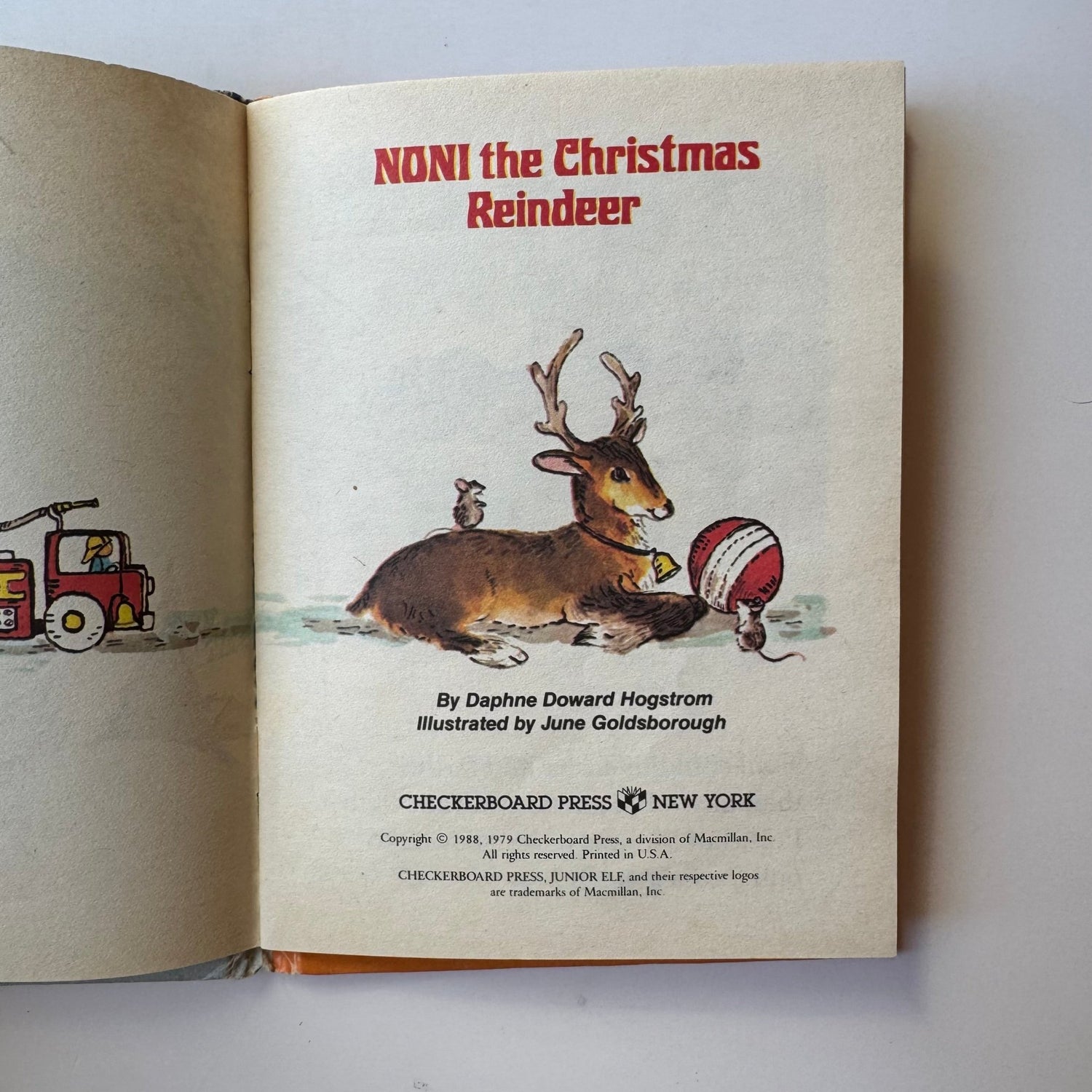 Noni the Christmas Reindeer, Checkerboard Press Junior Elf Book, Hardcover, 1979 - Pretty Old Books