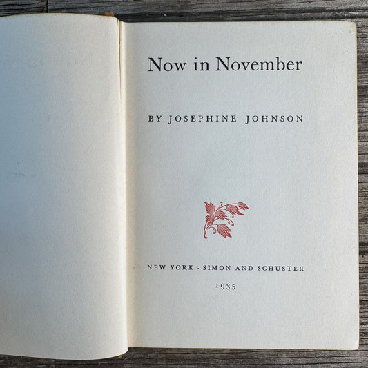 Now in November, Josephine Johnson, 1934 - Pretty Old Books