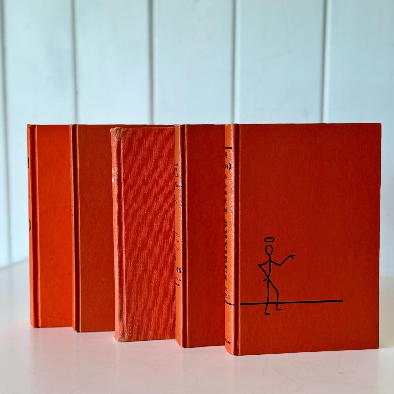 Orange Rust Red Terra Cotta Decorative Books, Vintage Old Book Decor, Orange Fall Bookshelf Decor - Pretty Old Books