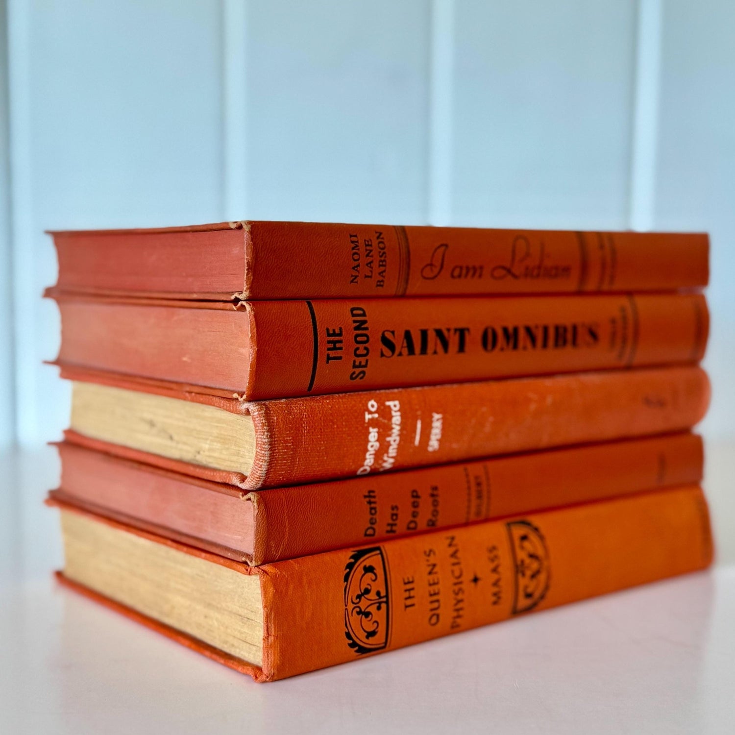 Orange Rust Red Terra Cotta Decorative Books, Vintage Old Book Decor, Orange Fall Bookshelf Decor - Pretty Old Books