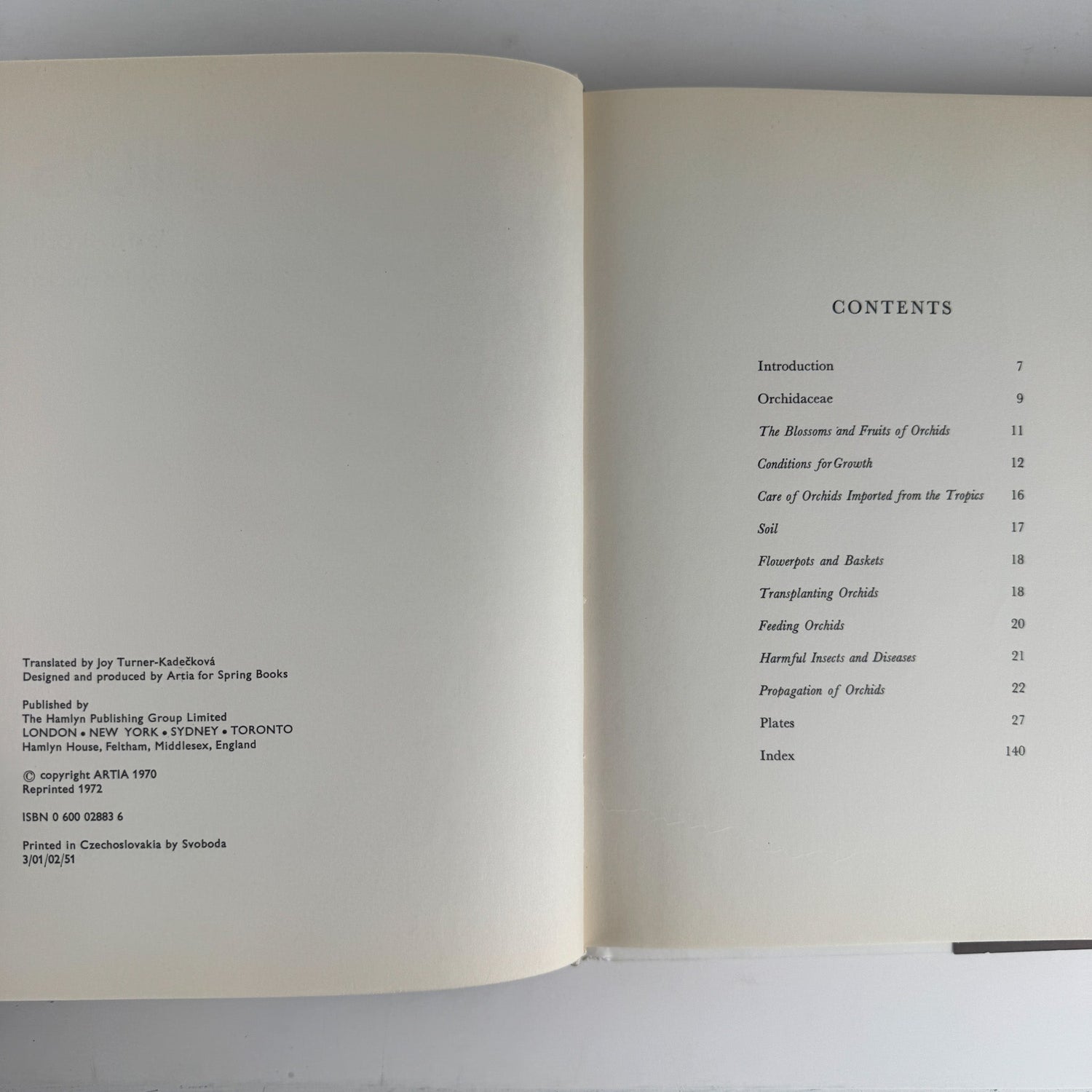 Orchids: 56 Plates in Colour, 1972, J. Oplt, J. Kaplicka, Botanical Art - Pretty Old Books