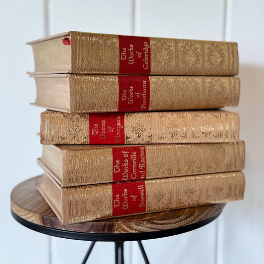 Ornate Gold and Red Vintage Book Set, Black's Reader Service, Classic Literature Books - Pretty Old Books