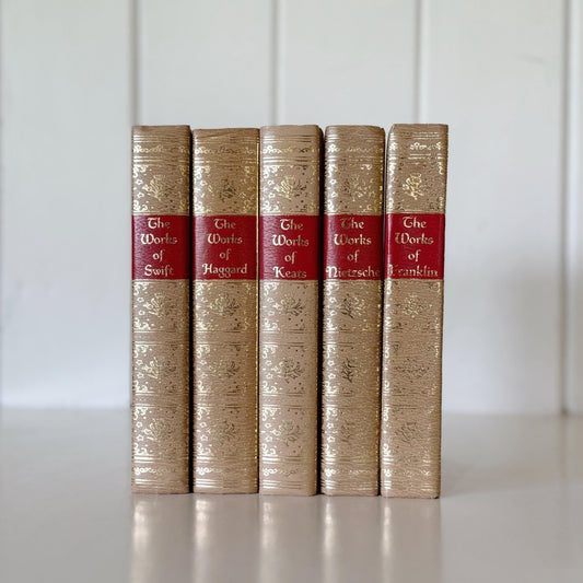 Ornate Gold and Red Vintage Book Set, Black's Reader Service, Classic Literature Books - Pretty Old Books