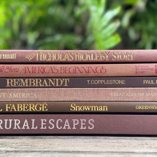 Oversized Brown, Rust and Terracotta Coffee Table Book Bundle for Shelf Styling - Pretty Old Books