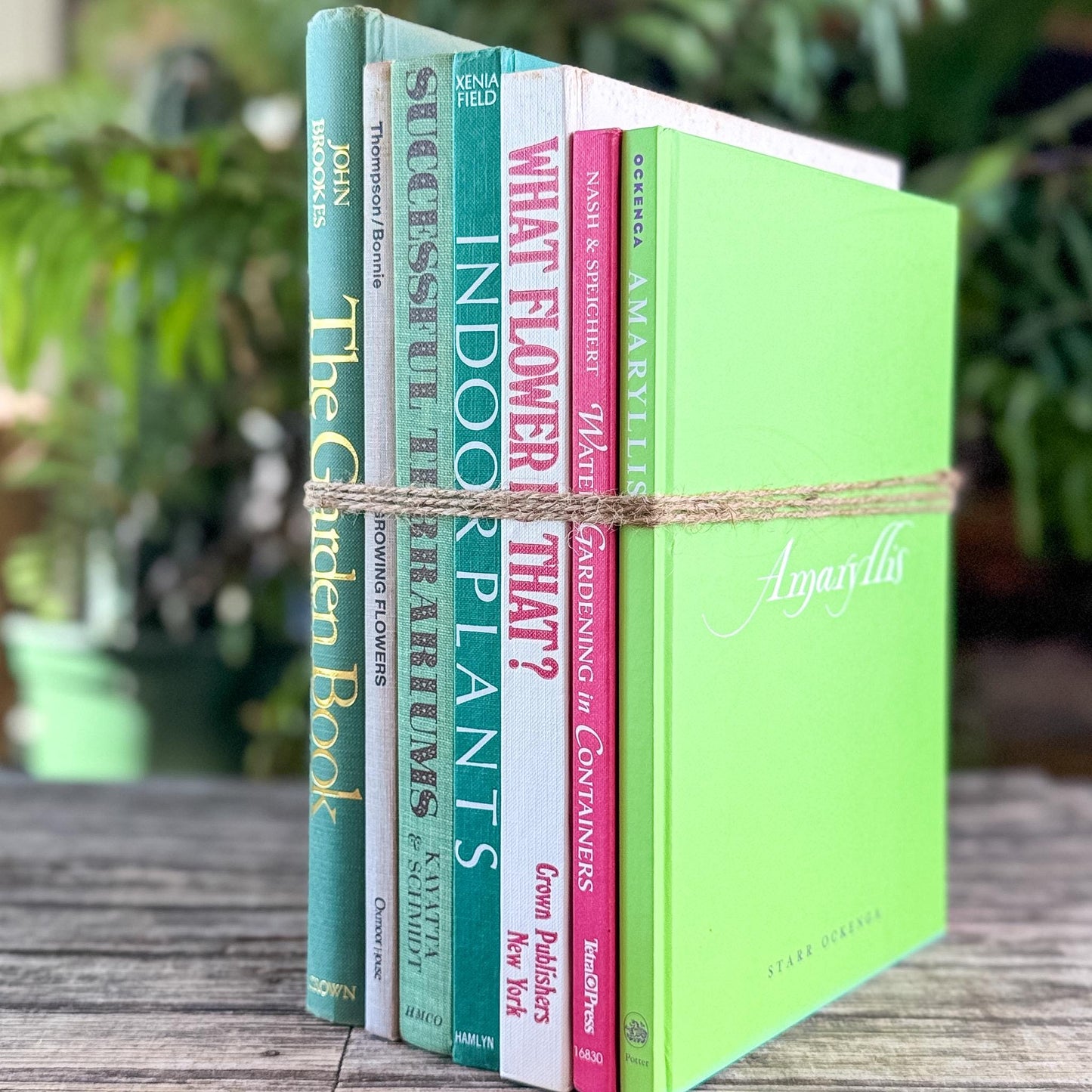 Oversized Coffee Table Garden Book Bundle in Green and Pink - Pretty Old Books