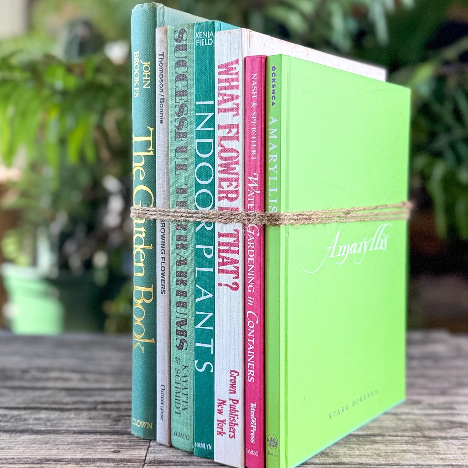 Oversized Coffee Table Garden Book Bundle in Green and Pink - Pretty Old Books