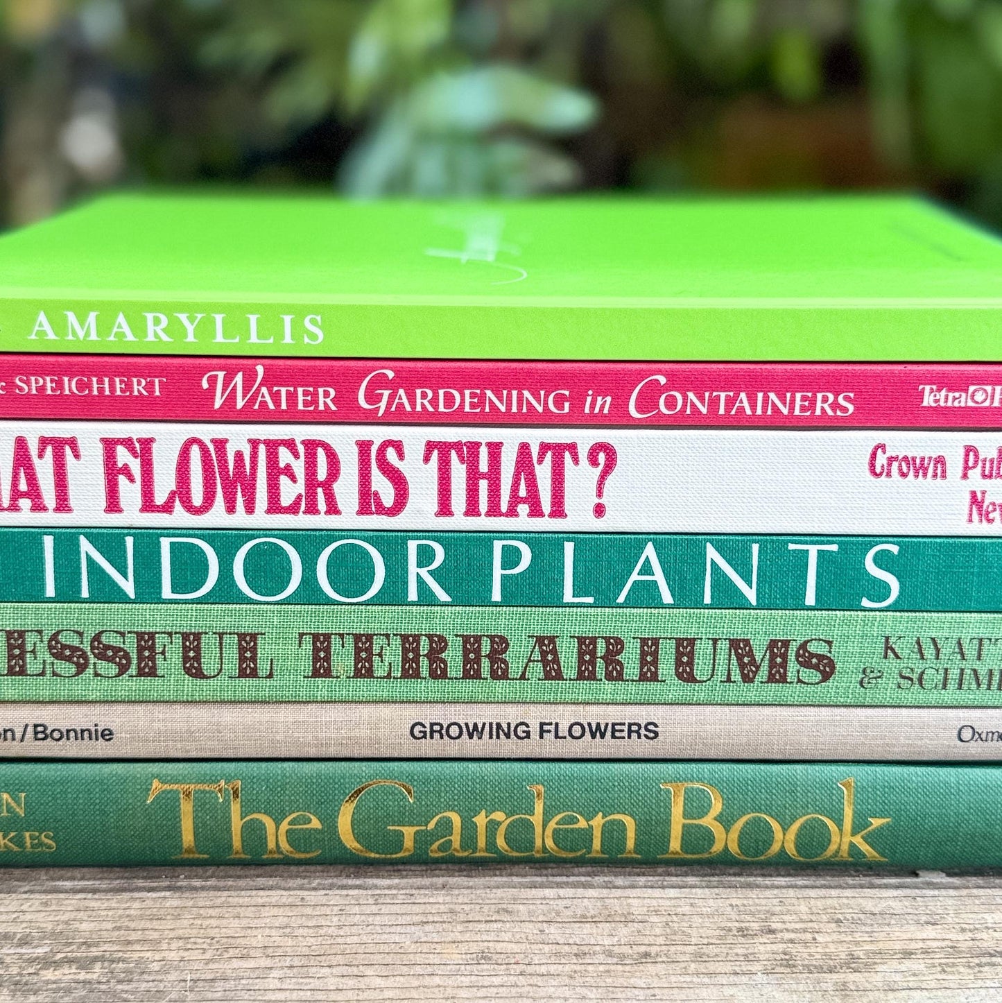 Oversized Coffee Table Garden Book Bundle in Green and Pink - Pretty Old Books