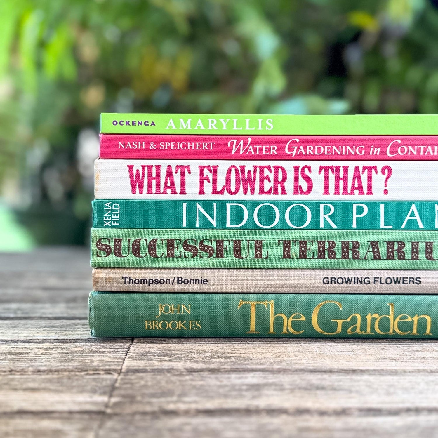 Oversized Coffee Table Garden Book Bundle in Green and Pink - Pretty Old Books