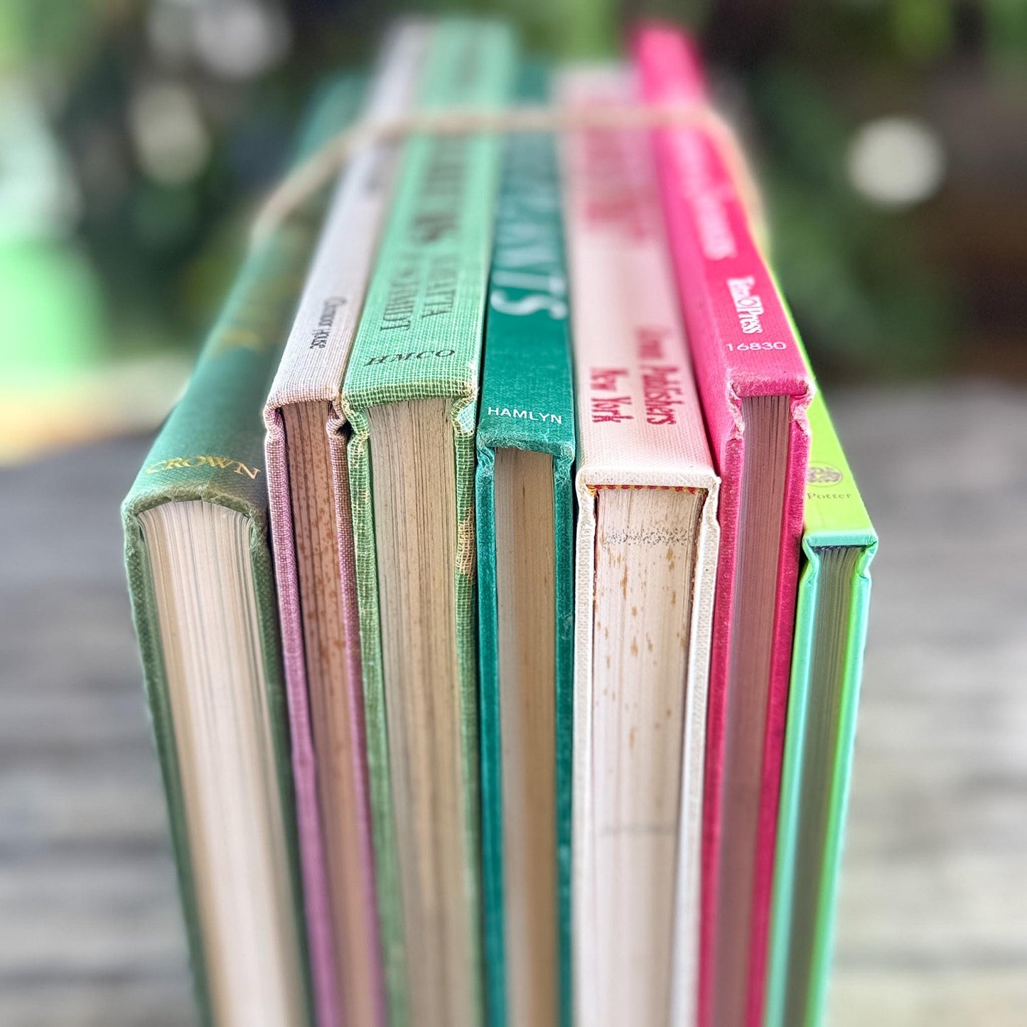 Oversized Coffee Table Garden Book Bundle in Green and Pink - Pretty Old Books