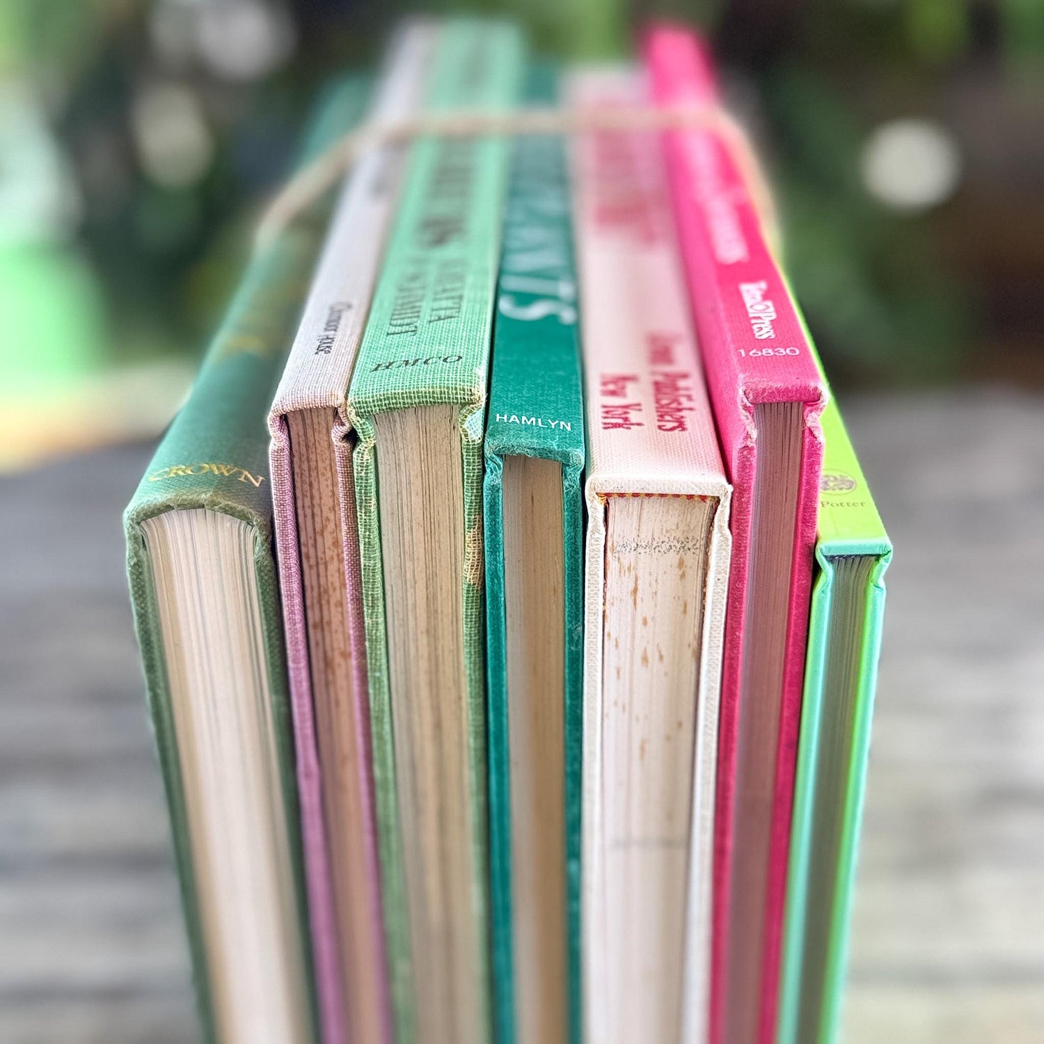 Oversized Coffee Table Garden Book Bundle in Green and Pink - Pretty Old Books